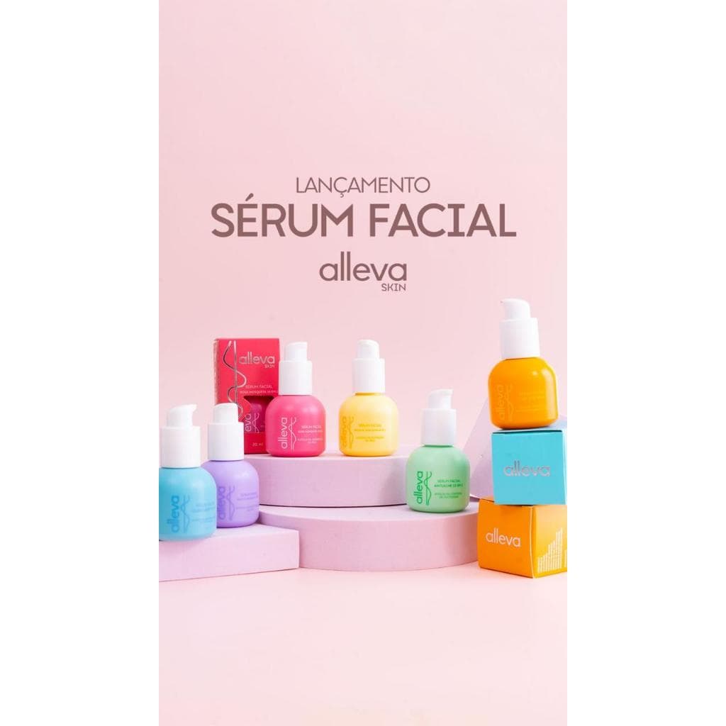 Sérum Facial Alleva 30ml – 6 Versões (Rosa Mosqueta, Vitamina C, Antiacne, Clareador, Multifuncional)