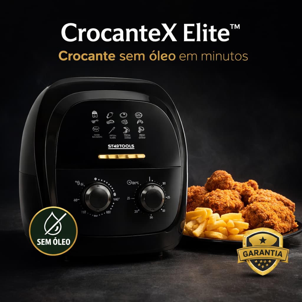Air Fryer Sem Óleo 3,4L 1200W CrocanteX Elite™ Fritadeira Elétrica Antiaderente Compacta 220V