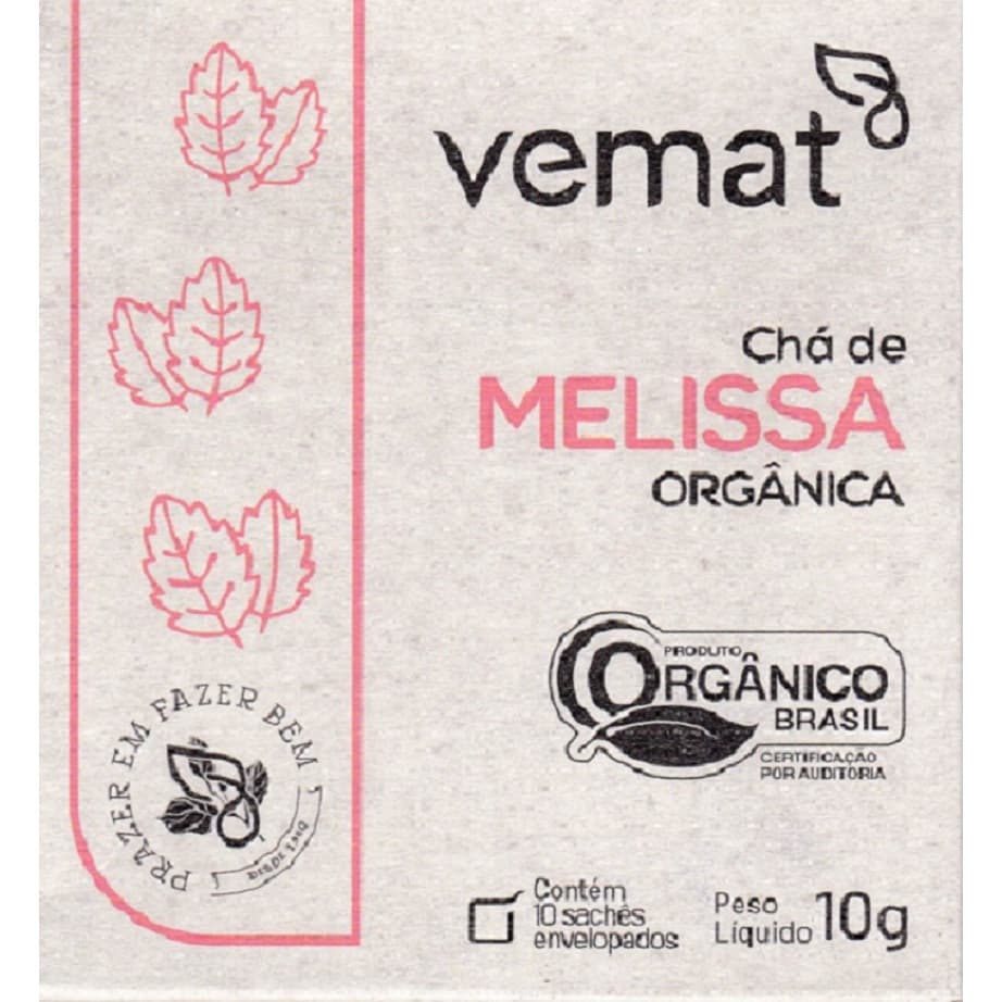 Chá de Melissa Orgânico Vemat 10 sachês