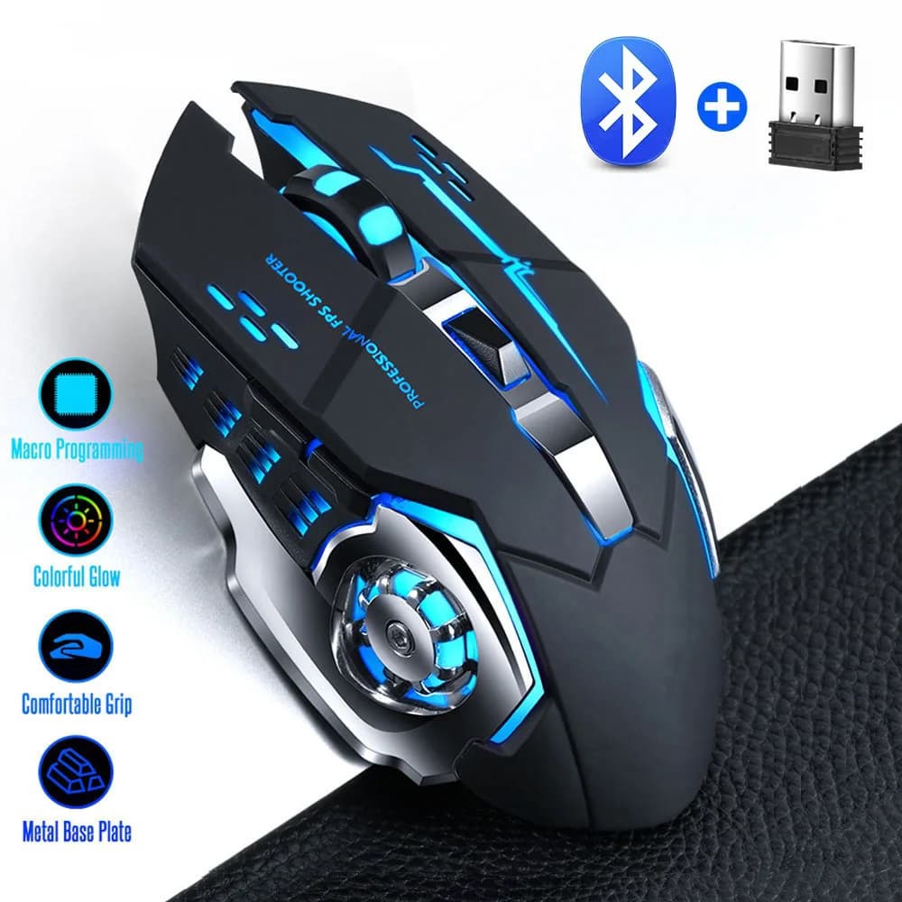 Mouse Gamer Sem Fio Bluetooth 2.4G Recarregável Com 6 Botões - VUUV DPI com 3 velocidades