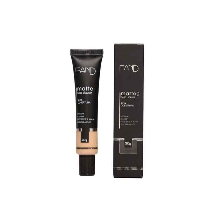 Base Líquida Matte Fand Cosméticos - Alta Cobertura Pele Oleosa Resistente à Água 30g