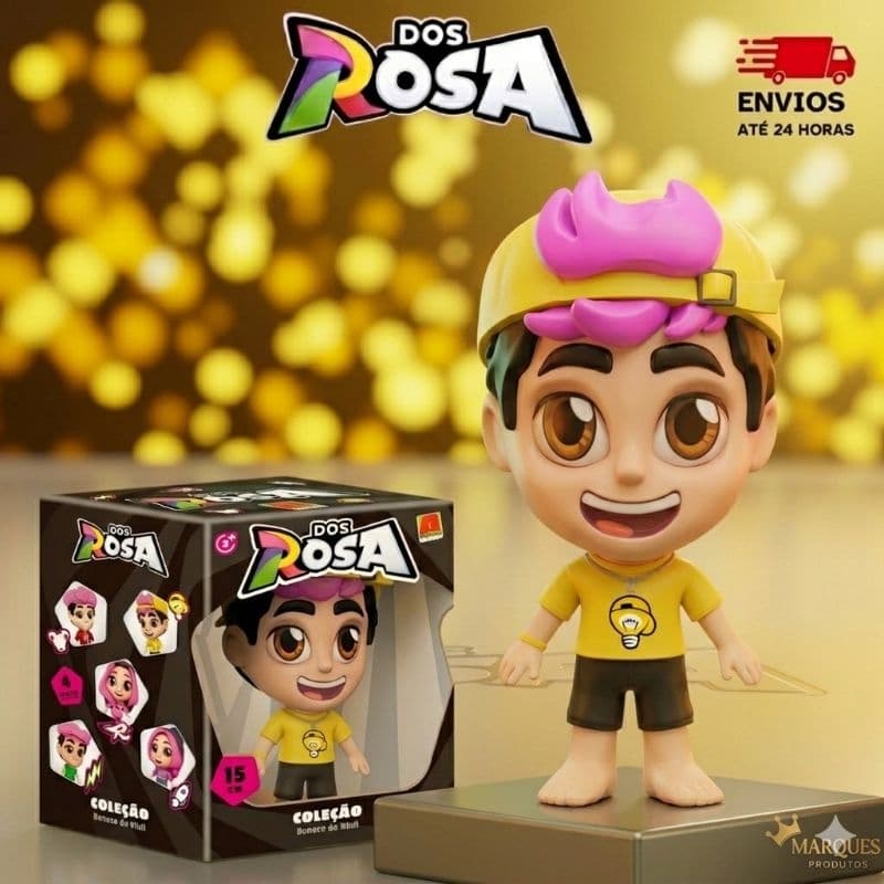 Boneco Leozin Vinil 15 cm Original Dos Rosa Articulado