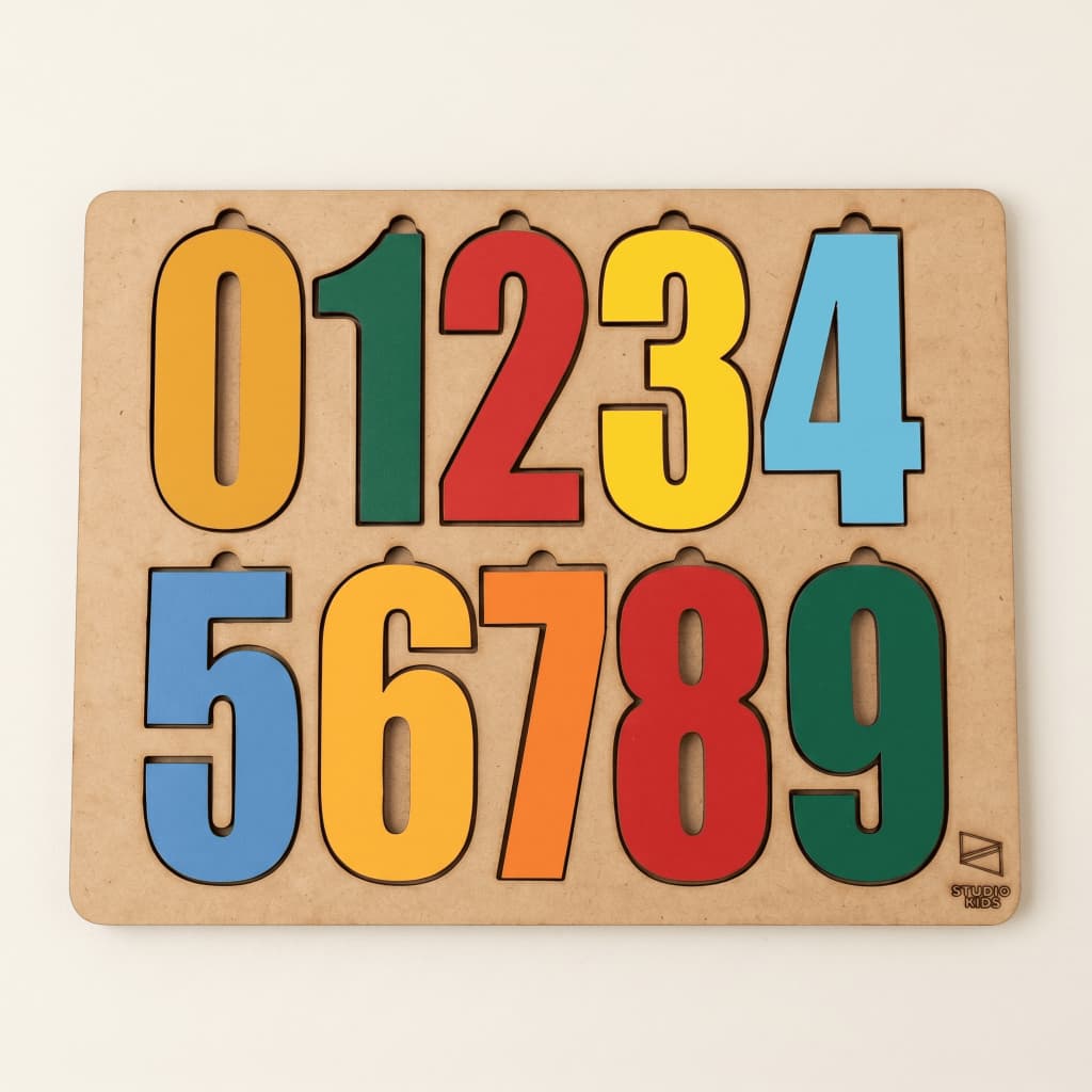 Números Educativos MDF Colorido Infantil Brinquedo Pedagógico Interativo Aprender Matemática