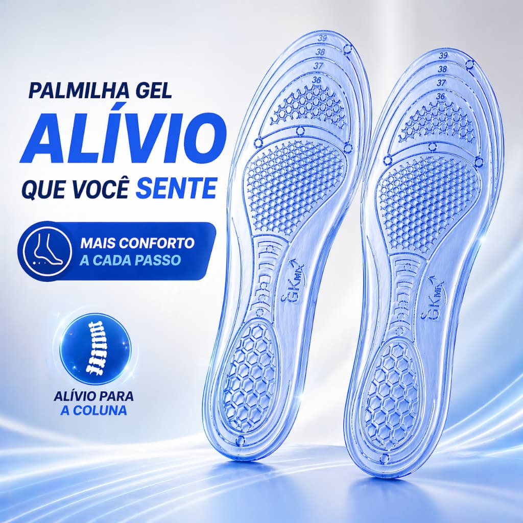 Par de Palmilha em Gel Silicone Ortopédica Para quem Trabalha em Pé Confortavel