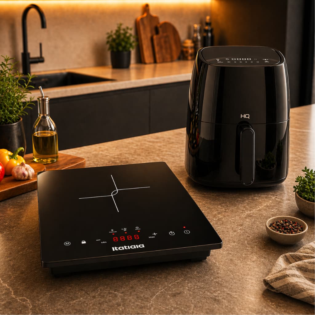 Kit Cozinha Cooktop Indução 1 Boca 127V + Airfryer Digital HQ 4,8L