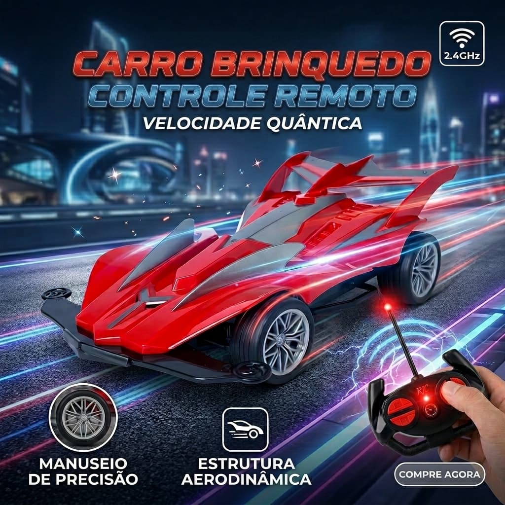 Carrinho de Controle Remoto com Farol Luz Led Alta Velocidade Brinquedo Esportivo Corrida Menino