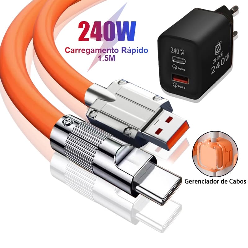 Cabo Carregador Carregador Rápido USB Para Tipo C V8 Micro USB 1.5 M Gerenciamento Cabos Com GaN Adaptador