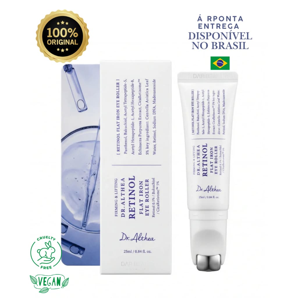 RETINOL FLAT IRON EYE ROLLER SÉRUM PARA ÁREA DOS OLHOS ANTI-IDADE AÇÃO ANTI RUGAS 25ML - DR.ALTHEA