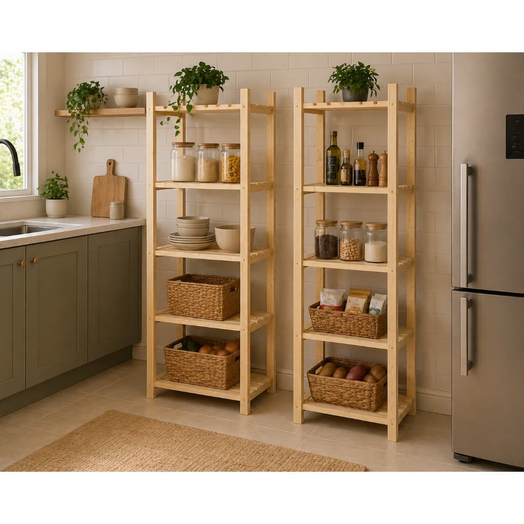 Kit Duas Estantes Multiuso Pinus Organizador Sala Quarto Cozinha