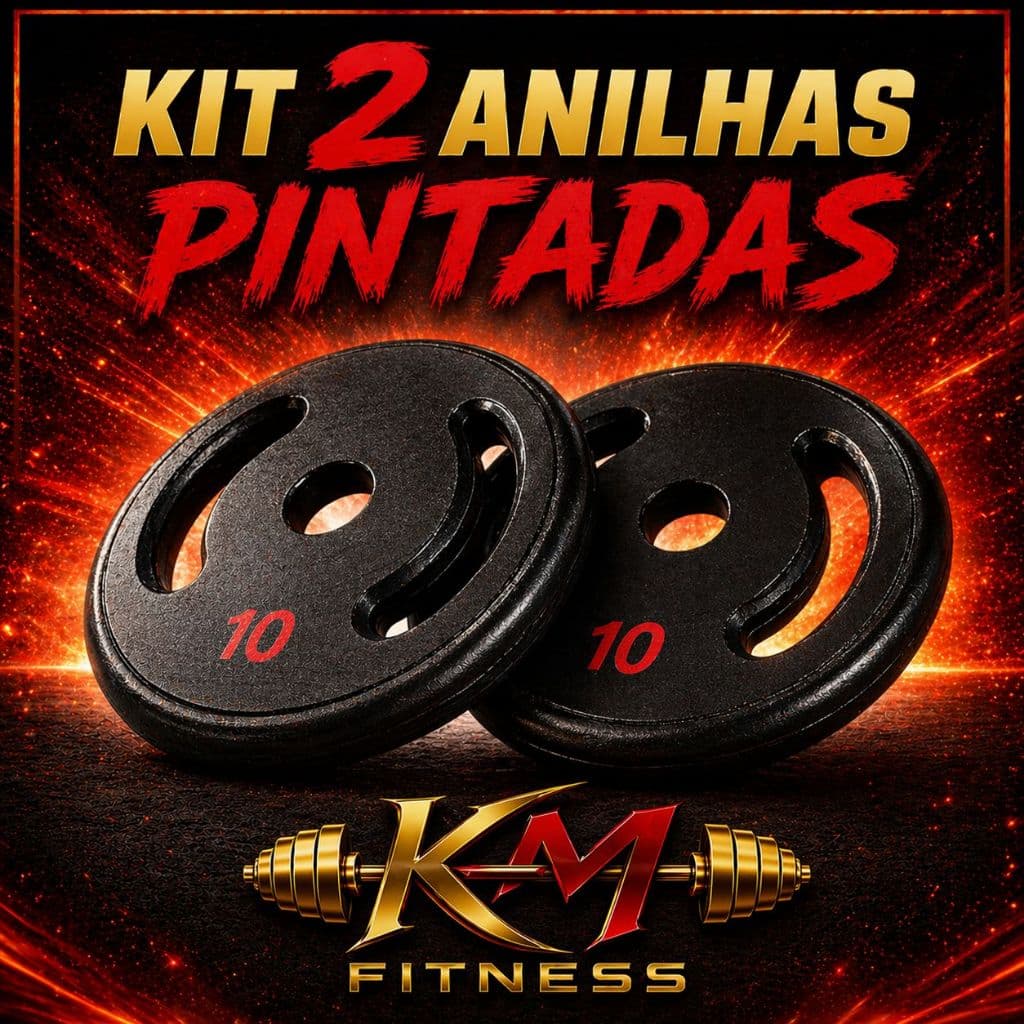 Kit 2 Anilhas 10 Kg Vazada Pintada Preto Ferro Fundido Academia Treino Musculação Fitness (2X10KG)