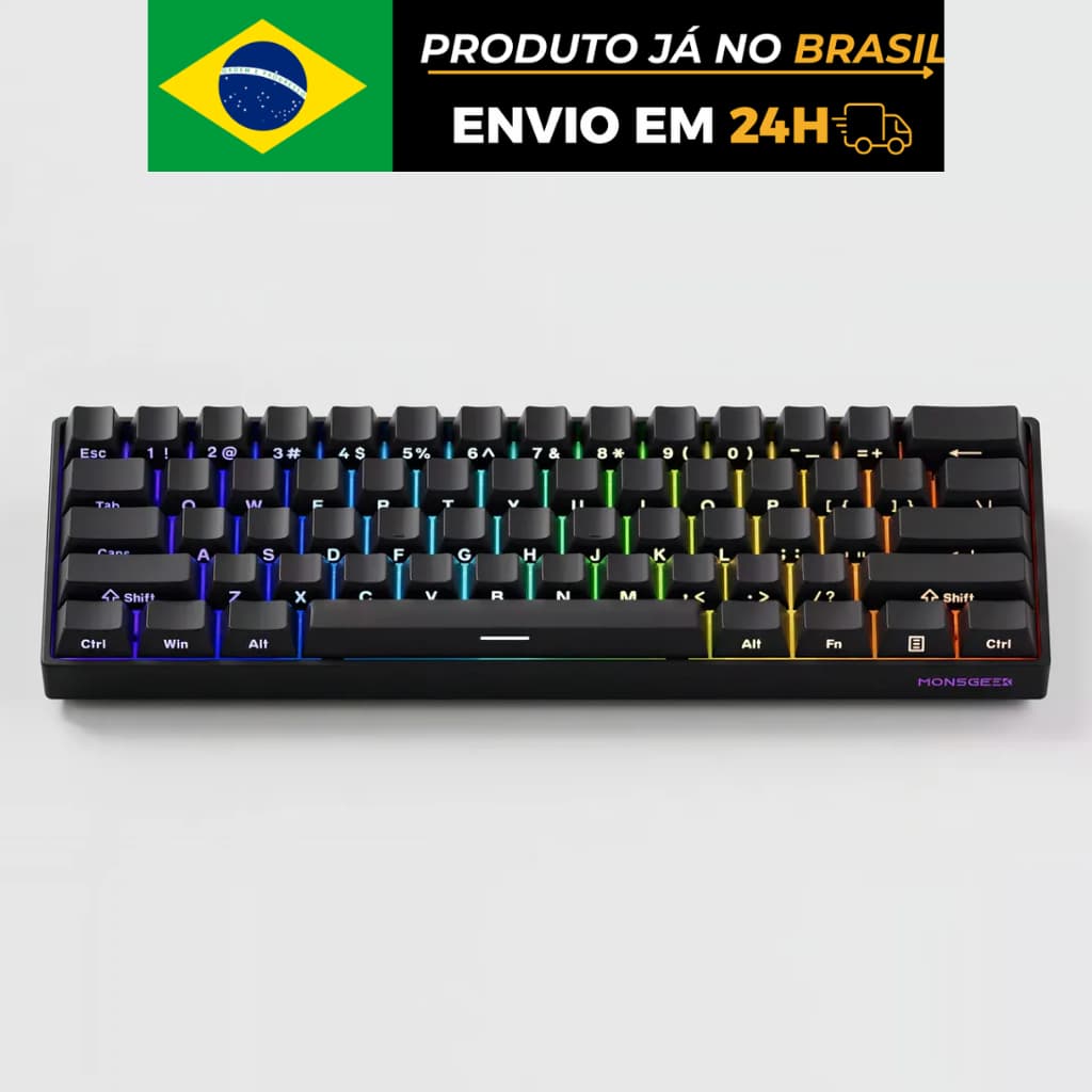Teclado Gamer Akko Monsgeek FUN60 Pro Magnético 8000Hz RGB Rapid Trigger Switch Mecânico USB Alta Performance Jogos