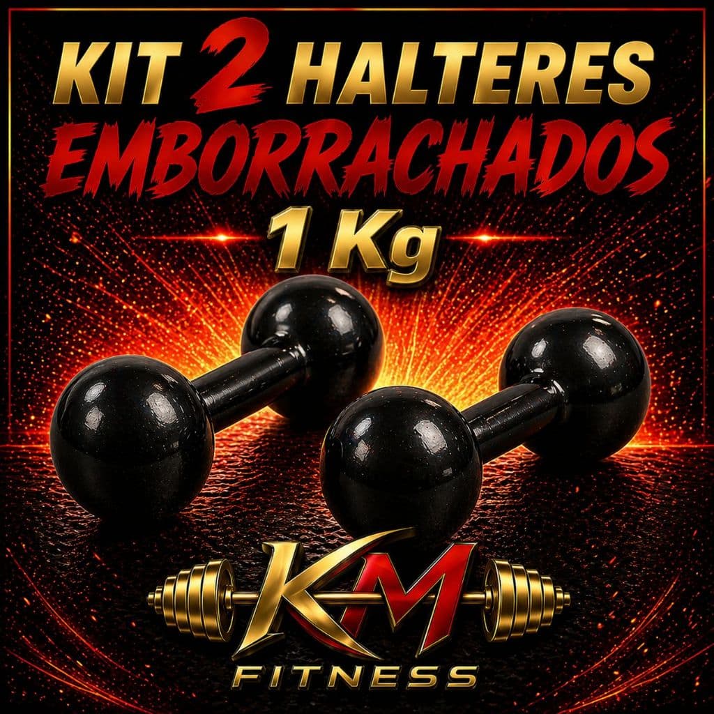 Kit 2 Halteres Emborrachados Preto 1 Kg Ferro Fundido Academia Treino Musculação Fitness (2X1 KG)