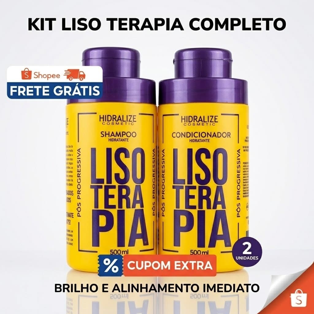 KIT SHAMPOO PURIFICADOR 500ML + CONDICIONADOR HIDRATANTE 500ML LISOTERAPIA I LOVE HIDRALISE
