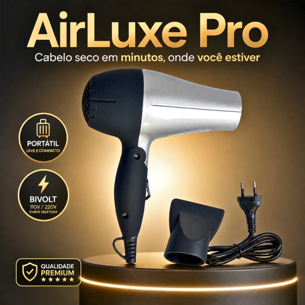 Secador de Cabelo Portátil Profissional Bivolt 1200W Compacto Leve Viagem Secagem Rápida Presente Mães