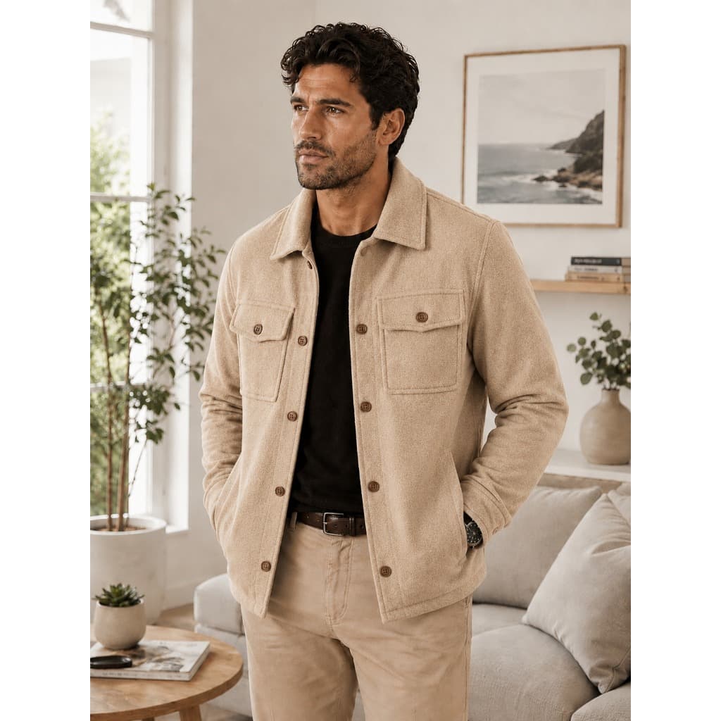 Jaqueta Masculina Unisex Estilo Casual Elegante – Casaco Premium Bolsos laterais e Botão Manga Longa Liquidação2026**$