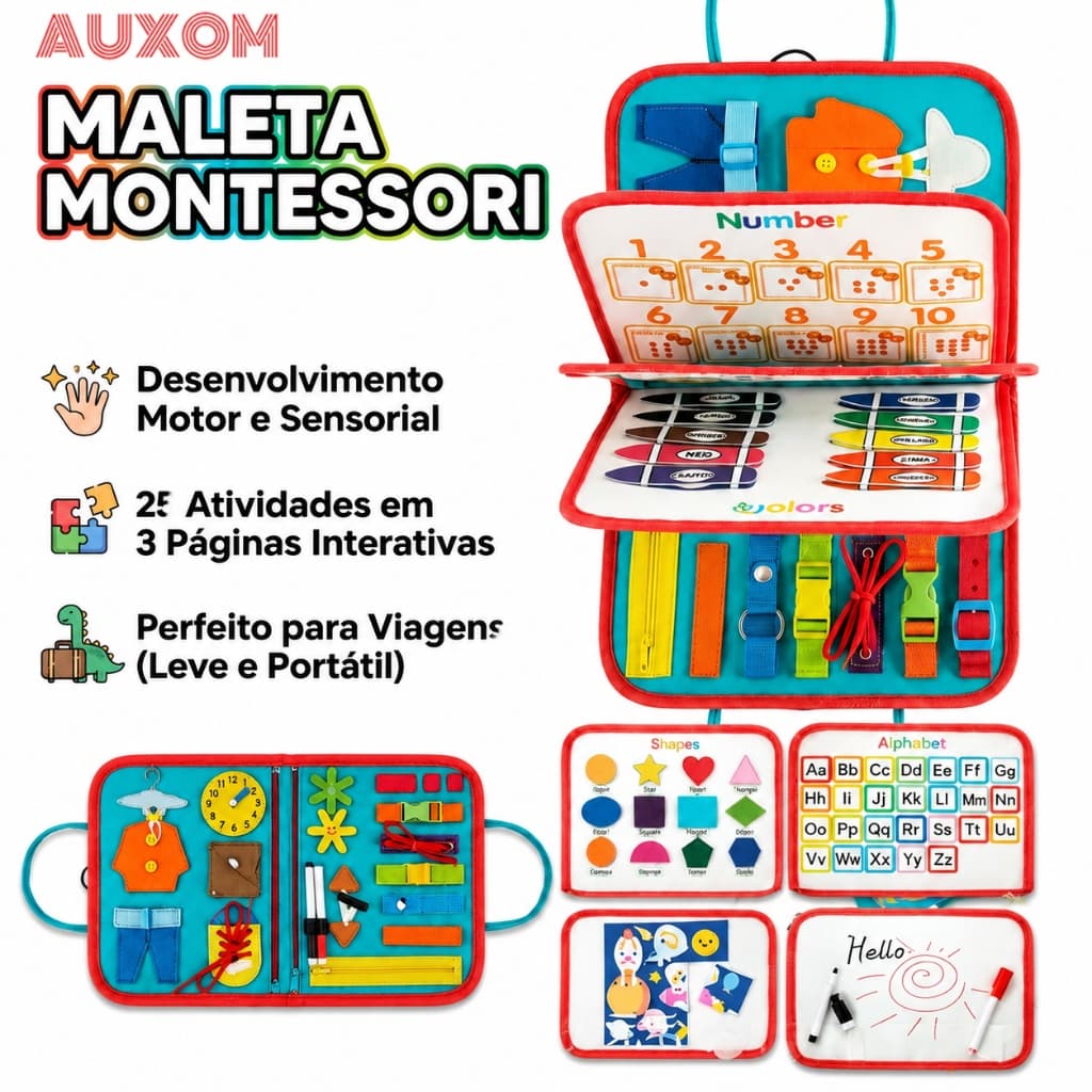 Montessori Sensory Busy Board 25 em 1 Brinquedo Sensorial para Bebê Para Toddlers Educativo