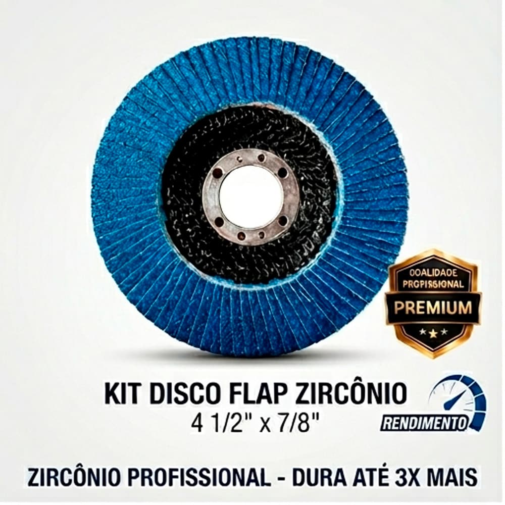 Kit Disco Flap Zircônio 4.1/2 Profissional Alto Rendimento Inox e Metal P/ Esmerilhadeira
