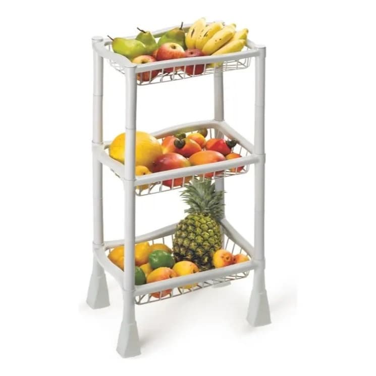 Fruteira Tripla Organizador Multiuso Chão Cozinha Plastico