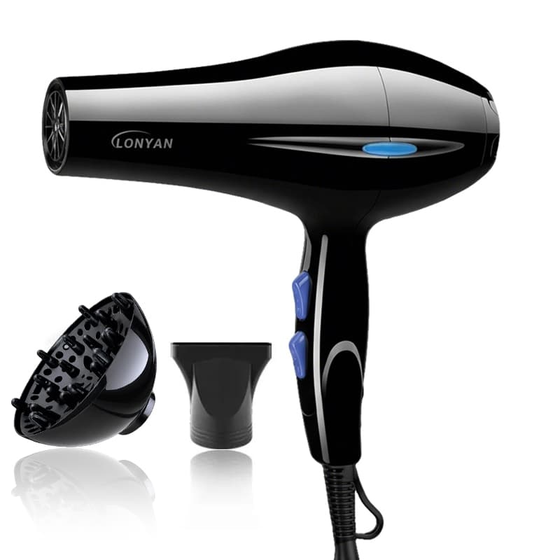 Secador de Cabelo Profissional 127V 220V Difusor Íons Negativos 3 Temperaturas 2 Velocidades Secagem Rápida Antifrizz