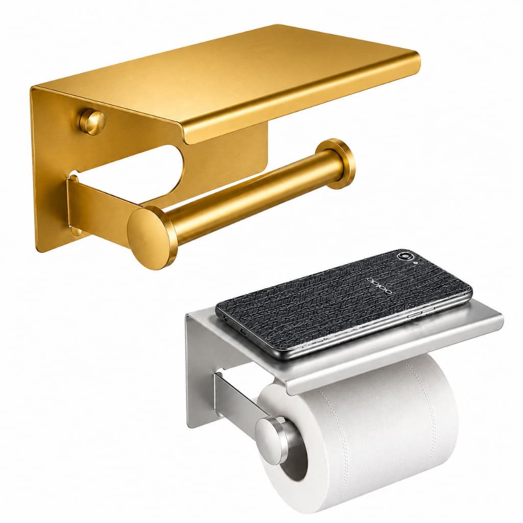 Suporte Papel Higiênico Inox Banheiro Lavabo Prateleira Apoio Objeto Celular Parede Resistente Multiuso