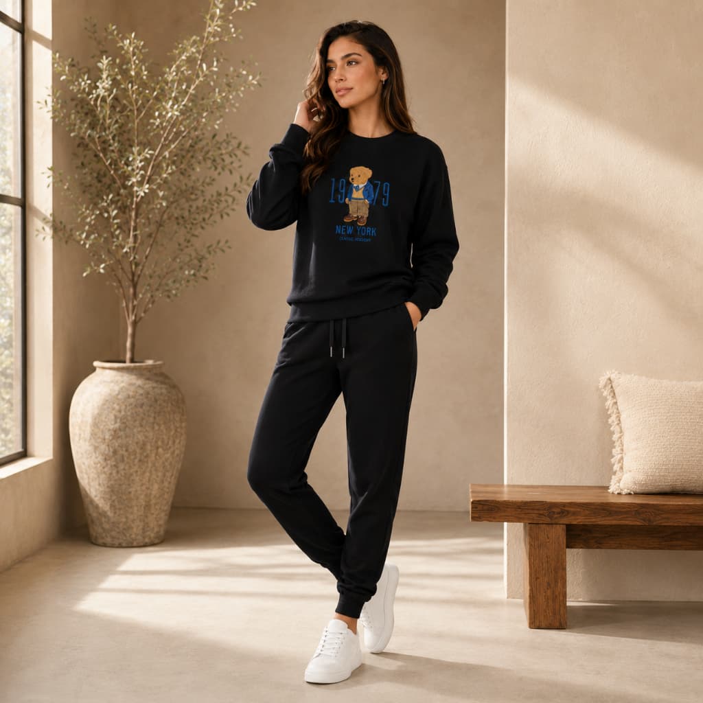 Conjunto Moletom Adulto Urso 1979 Blusa de frio Calça Jogger Conforto Estiloso