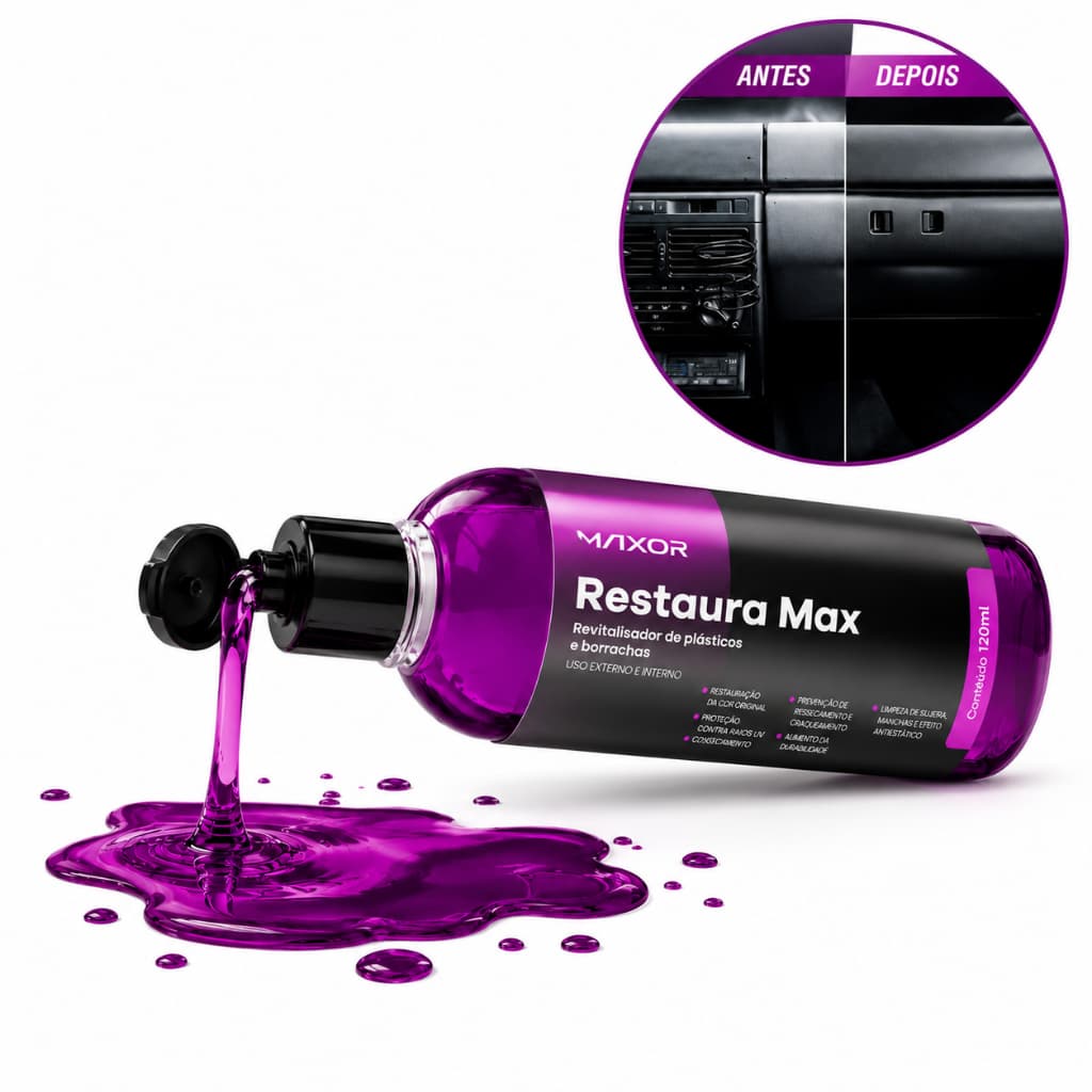 Revitalizador Brilho Intenso Plásticos e Borrachas 120ml Carrro Moto