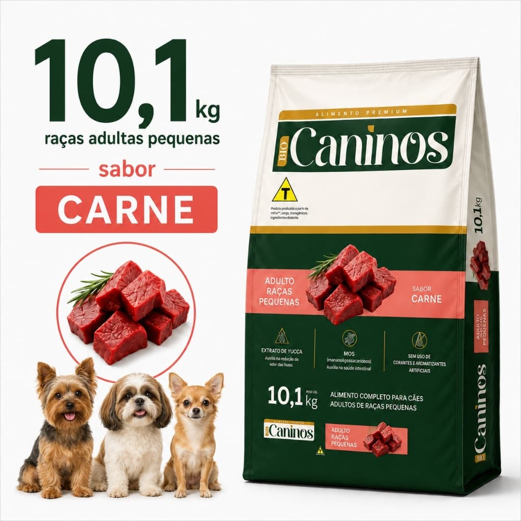 Ração para Cachorro Adulto Raças Pequenas Sabor Carne 10,1kg Alta Palatabilidade