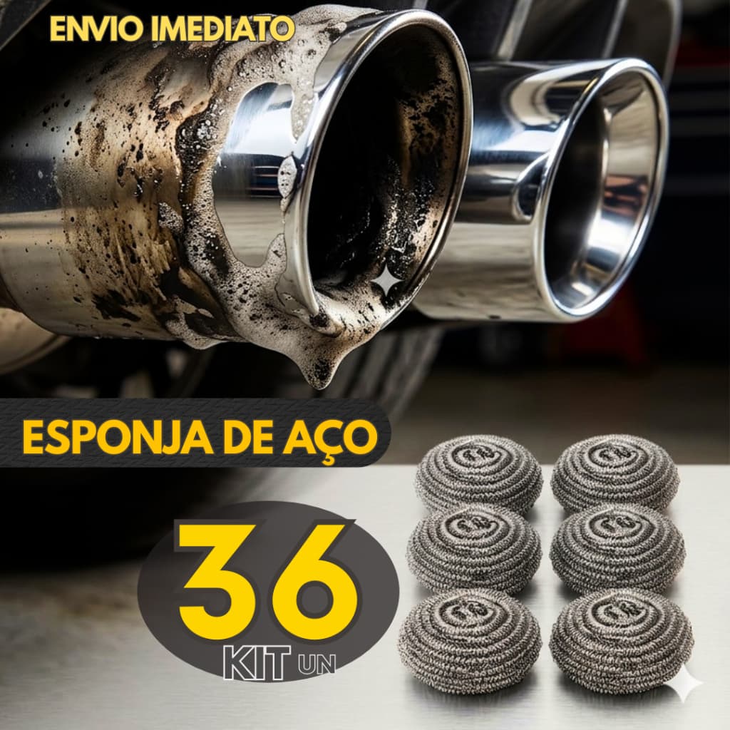 Kit 48, 24 ou 12un - Kit Estética Automotiva Restauração De Brilho Em Metais Carro Esponja Inox