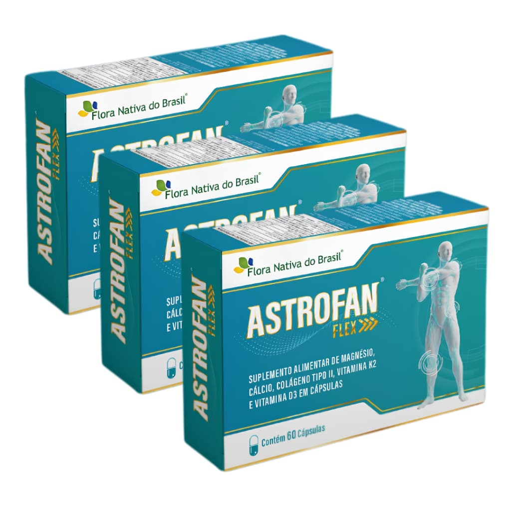 Kit 3 Astrofan ( Colágeno Tipo 2 + Cálcio + Magnésio + Vitamina D3 + Vitamina K2) 60 Caps