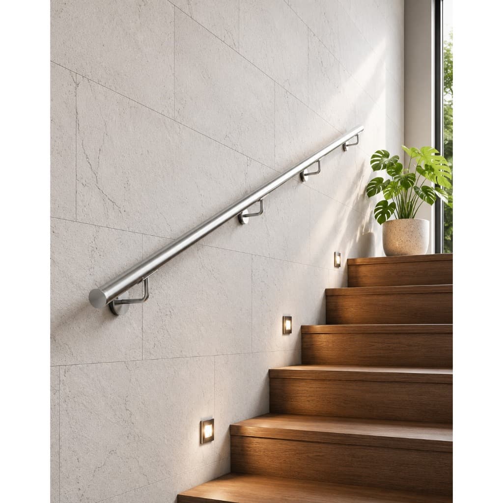 Tubo Corrimão Aço Inox 4 Metros Escada Resiatente Fácil Instalação Acabamento Premium Kit Completo