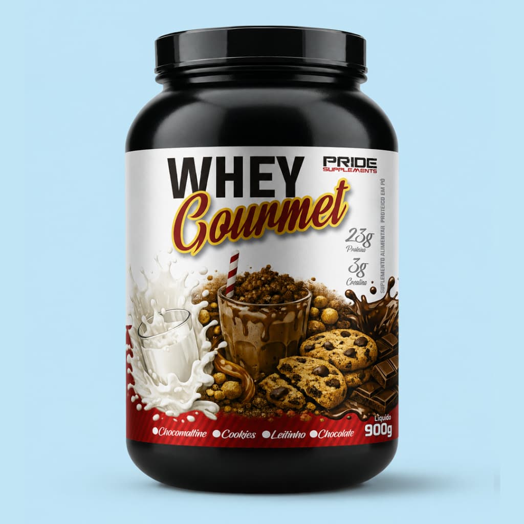 Whey Protein Gourmet Pride 900g - 23g Prot+ Creatina - Chocomaltine - Cookies - Chocolate - Leitinho