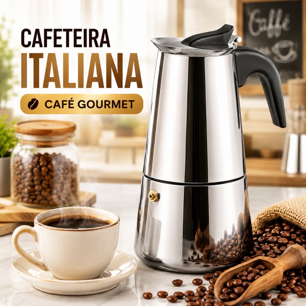 Cafeteiras Italiana Capacidade 4,6,9 Xicaras Aço Inoxidável Inox Café Expresso