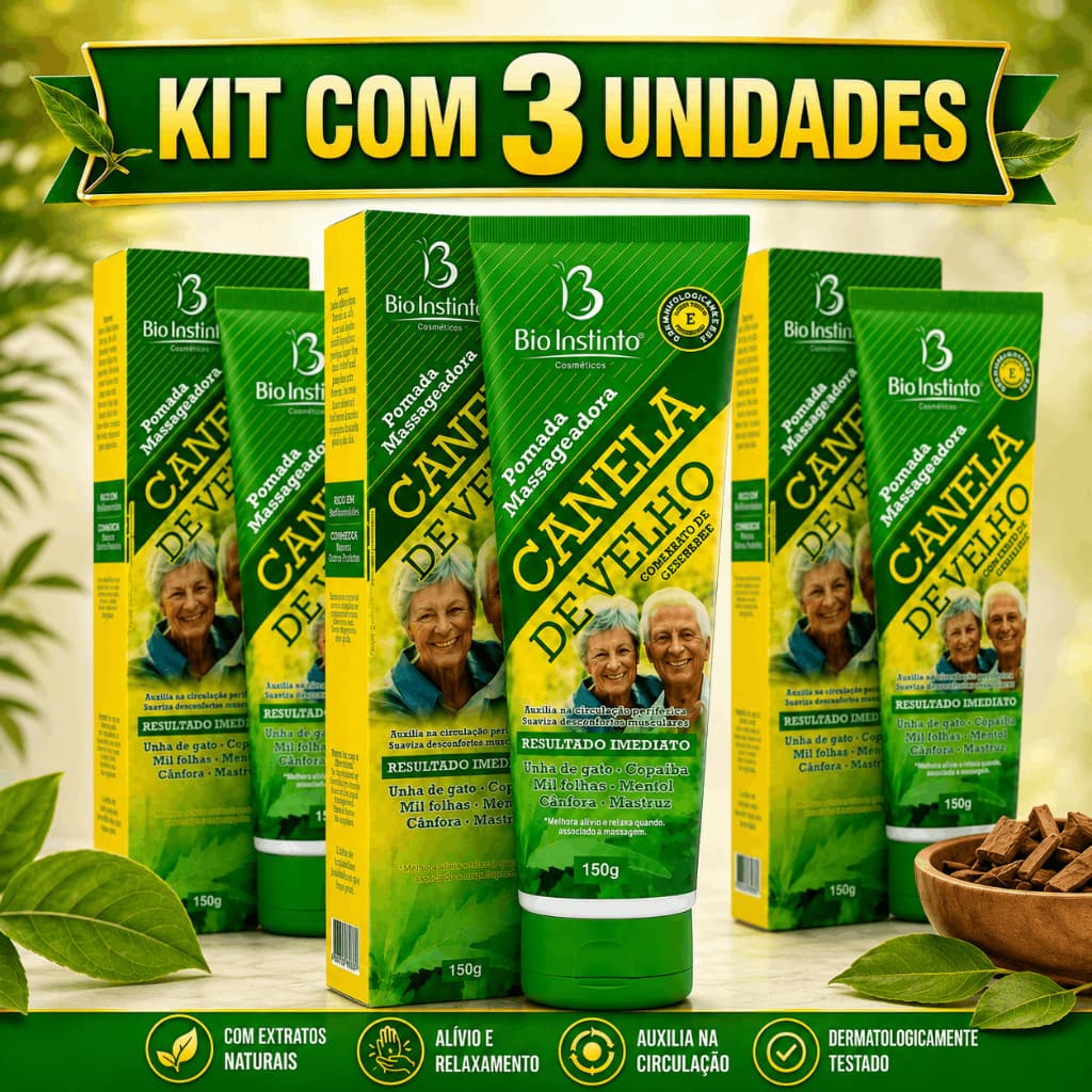 Pomada Canela de Velho Massageadora 150g Bio Instinto Pomada Relaxante Muscular Dores Academia Exercício
