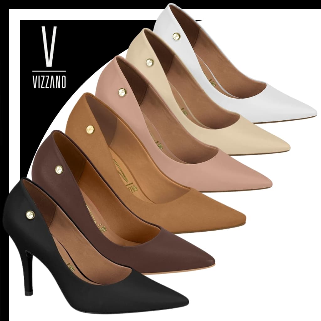 Scarpin Vizzano Salto Fino Alto Sapato Feminino Social Bico Fino Elegante Confortável Trabalho