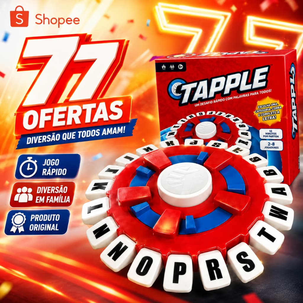 Jogo Tapple GRANDE 17,5cm Versão Portuguesa - Stop Educativo com Temporizador para Família