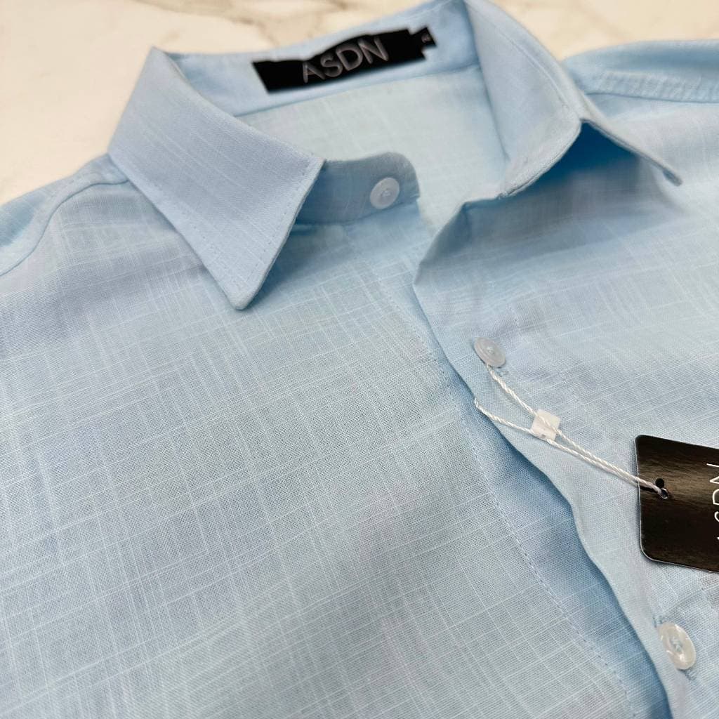 Camisa de Linho Masculina Manga Longa Social Casual Slim Fit Premium
