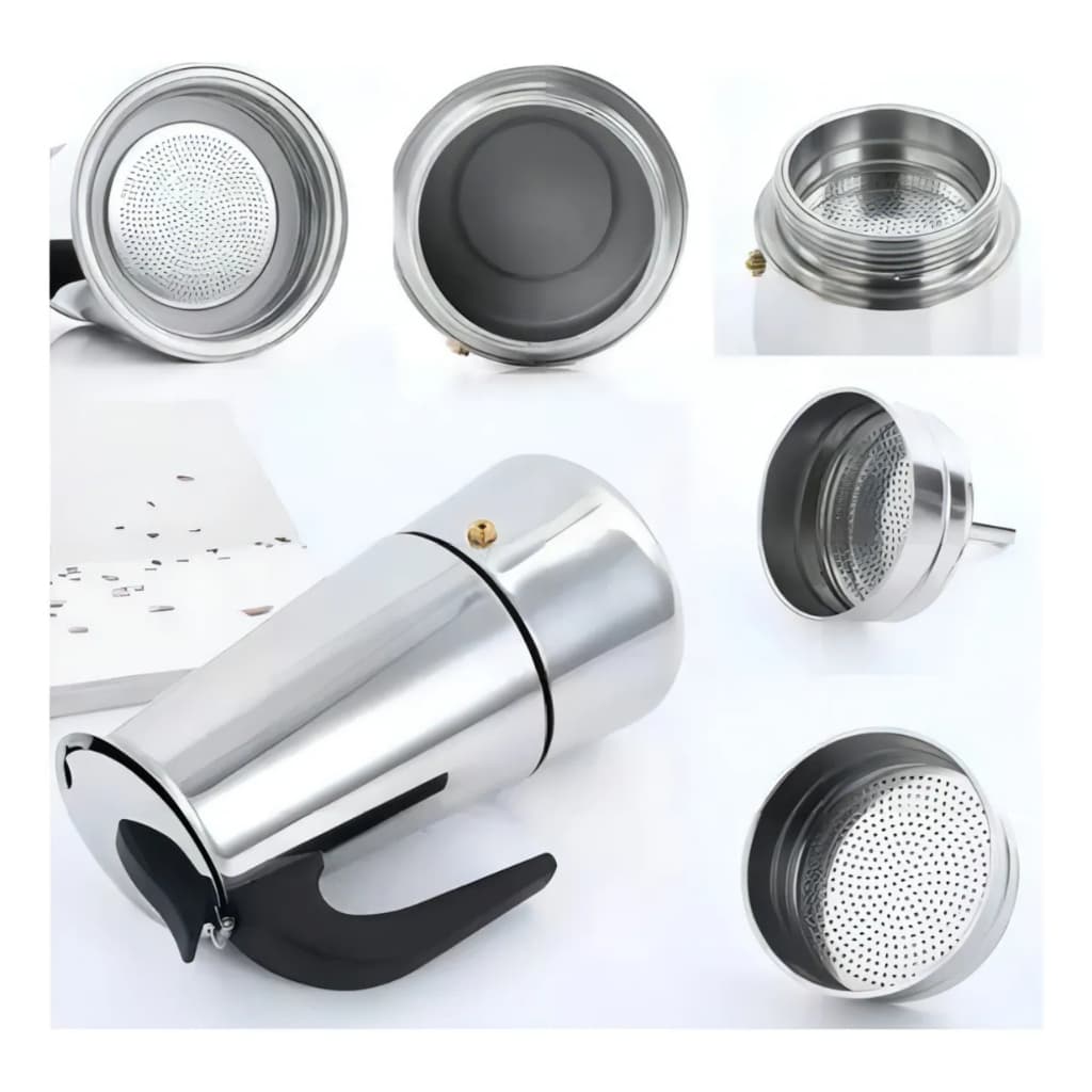 Cafeteira Italiana Aço Inox 300ml 6 Xicaras Café Expresso Cor Prateado