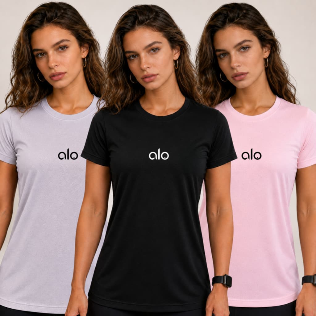 KIT 3 Camisa Academia Feminina Dry Fit Treino Blusa Caminhada Treino Musculação