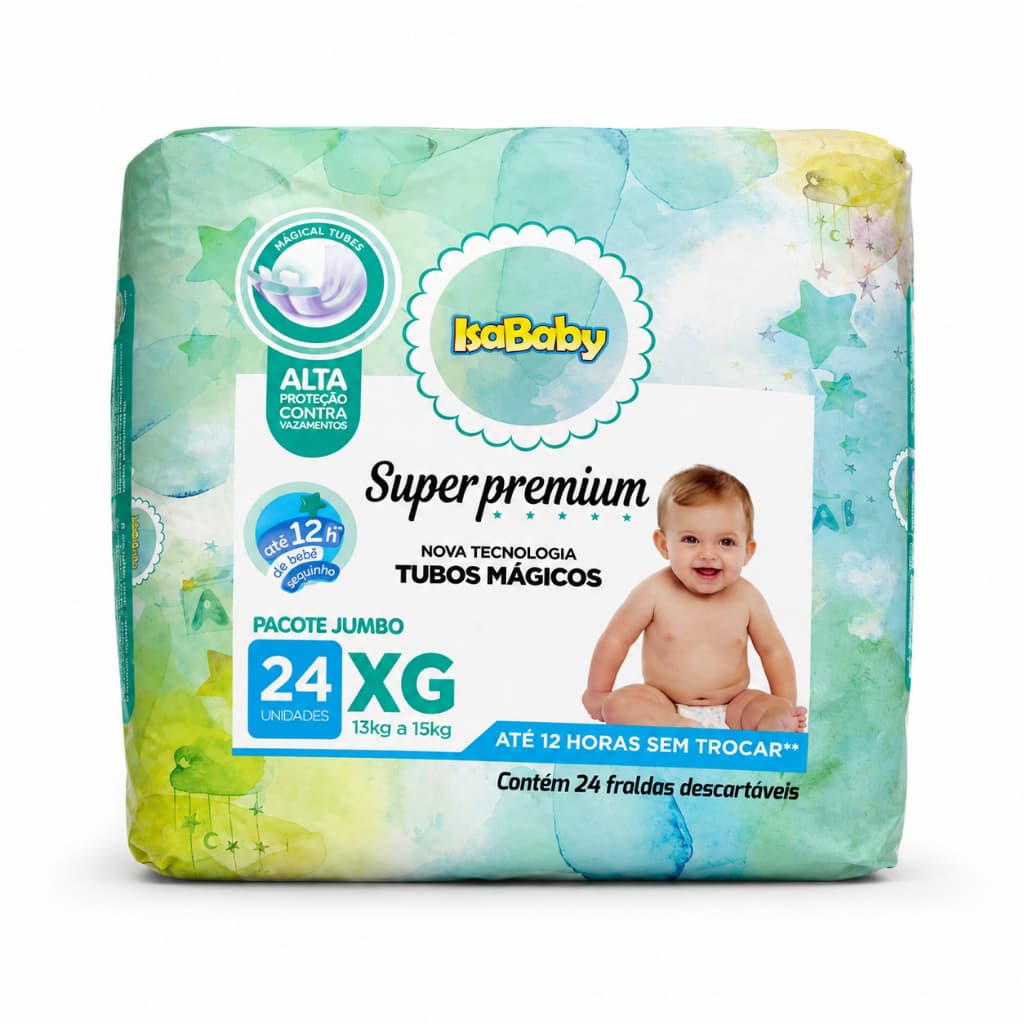 Fralda Descartavel Isa Baby - Fraldas Super Premium P, M, G, XG, XXG