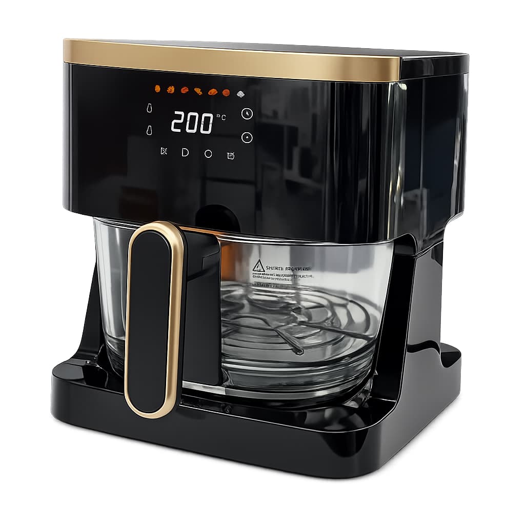 Fritadeira Air Fryer de Vidro 6L Sem Óleo 2000W Digital Cesto Transparente Grande