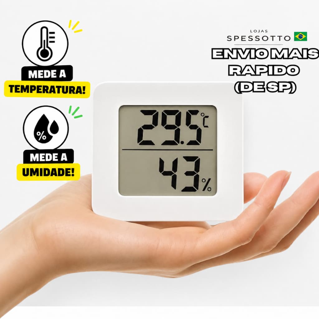 Mini Medidor de Temperatura e Umidade Digital Portátil Termo Higrômetro de Ambiente  - Envio Imediato