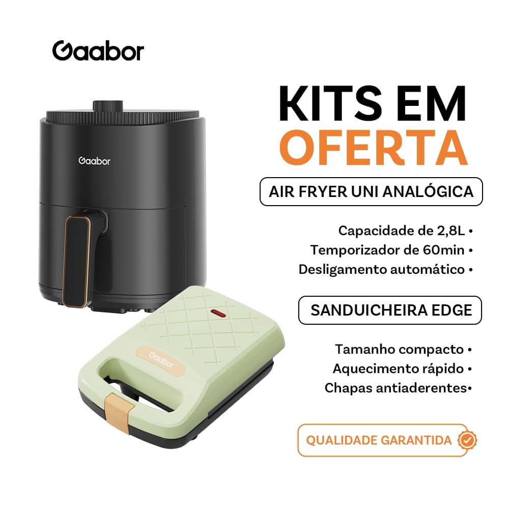 [Venda em combo]Gaabor Air Fryer 2,8L 360° Circulação de Ar Cozimento + Eletrodomésticos de cozinha