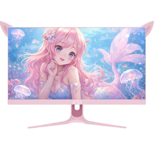 Monitor Rosa Gamer 27" Full HD 1ms 100Hz AMD FreeSync Alto-falante LED RGB HDMI VGA Jogos Trabalho