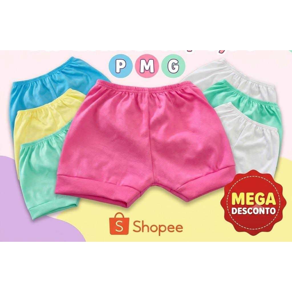 Kit 3 pç short tapa fralda BEBÊ infantil menino e menina