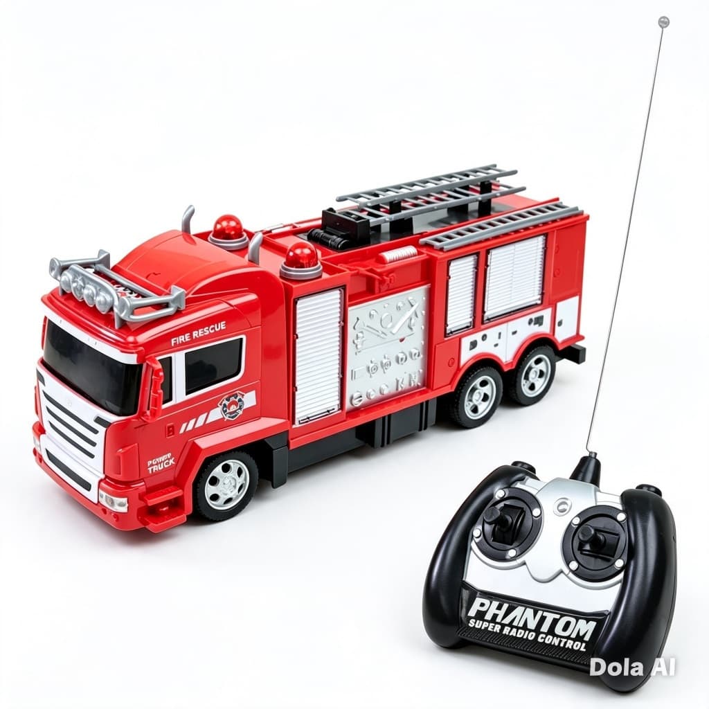 Caminhão Bombeiro Carrinho Controle Remoto 4 Canais 27Mhz 7 funções Com Luz e Som Escala 1:18