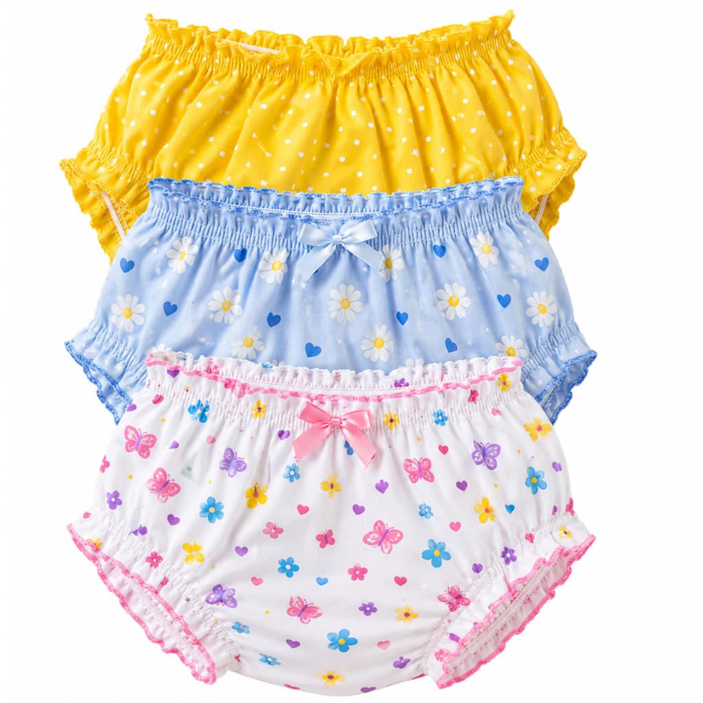 Kit 5 Calcinhas Tapa Fralda Bebê Menina Malha de Algodão Aparadoras Cobre Fralda Infantil