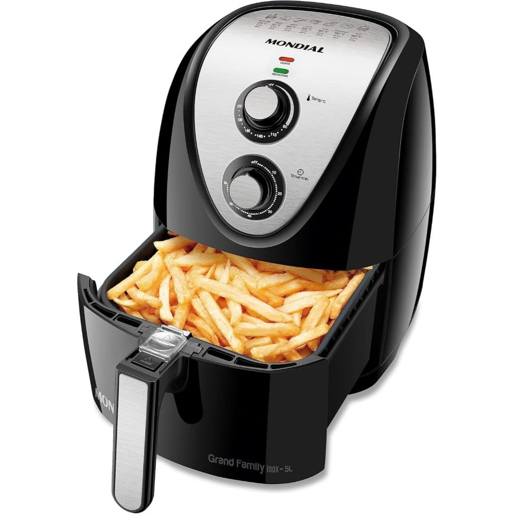 Fritadeira Sem Óleo Air Fryer 5L Mondial Preto/Inox 1900W AFN-50-BI - 220v