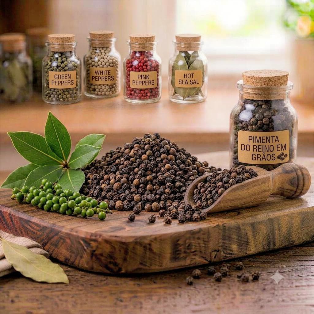 Pimenta do Reino Preta em Grãos Selecionada Premium 100% Pura – Condimentos e Temperos JB