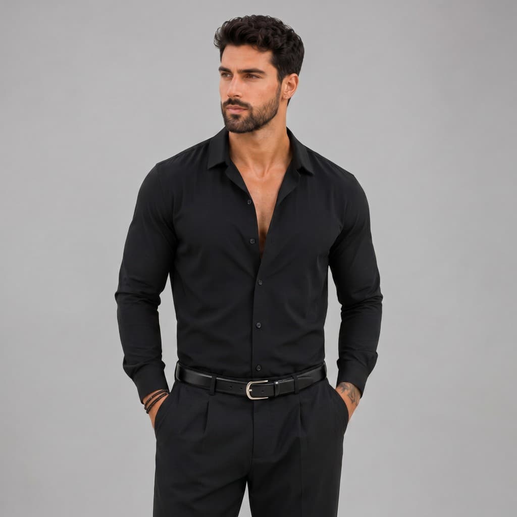 Camisa Masculina Social Slim Fit Manga Longa com Caimento Slim