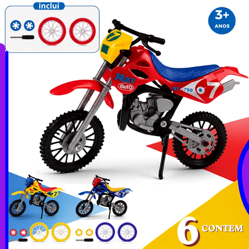 Mini Moto de Dedo – Kit com Acessórios Extras Moto Finger Bike Brinquedo Moto Cross Trilha
